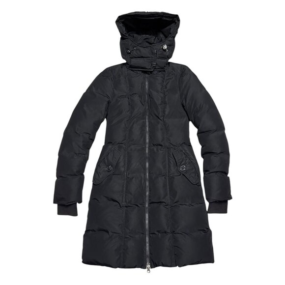 MACKAGE Luxury DOWN FILL Black Winter Puffer Parka Long Coat Jacket Womens XS - Picture 1 of 12